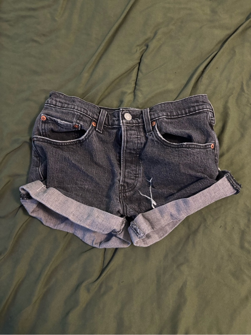Levi's Black Washed Denim Jeans with Brown Leather Patch